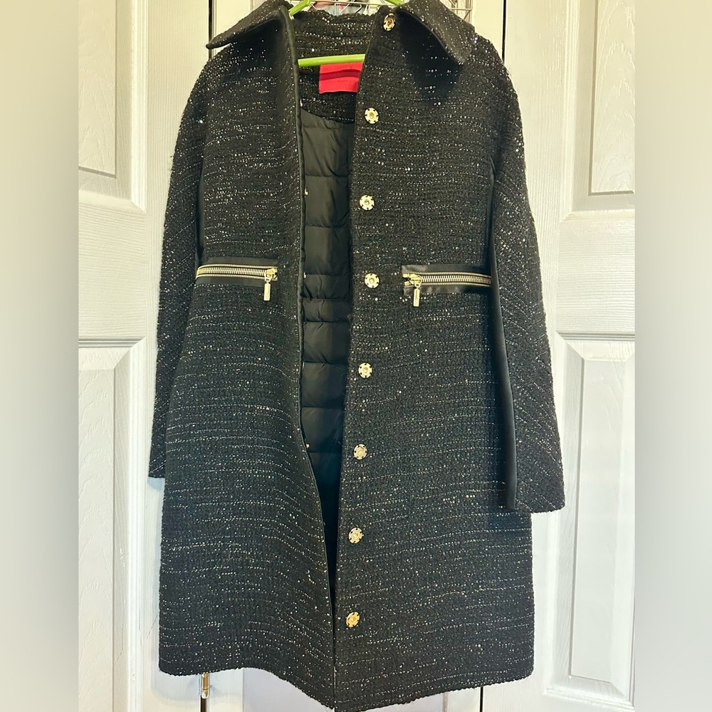 Moncler Gamme Rouge Limited Edition Sequin Statement Coat – Size 0 Black & Gold✨